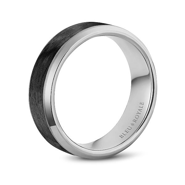 14kt White Gold and Carbon Fiber Men's Wedding Band By Bleu Royale Image 2 Becky Beauchine Kulka Diamonds and Fine Jewelry Okemos, MI
