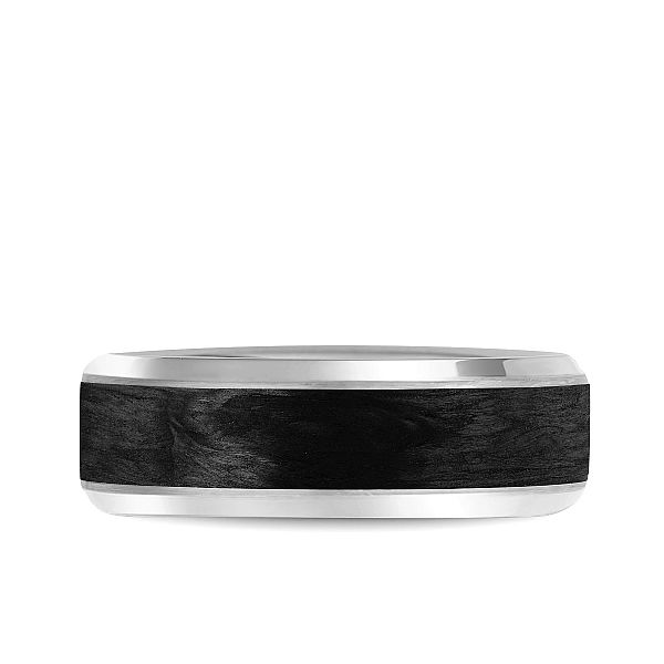14kt White Gold and Carbon Fiber Men's Wedding Band By Bleu Royale Image 3 Becky Beauchine Kulka Diamonds and Fine Jewelry Okemos, MI