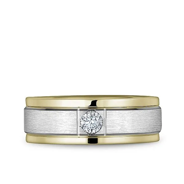 14kt Two Tone White And Yellow Gold Flush Set Diamond Men's Wedding Band  By Bleu Royale Image 3 Becky Beauchine Kulka Diamonds and Fine Jewelry Okemos, MI