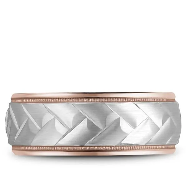 14kt Two Tone White And Rose Gold Frosted Basket Weave Men's Band  By Bleu Royale Image 2 Becky Beauchine Kulka Diamonds and Fine Jewelry Okemos, MI