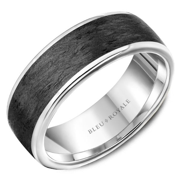 14kt White Gold And Carbon Fiber Men's Band By Bleu Royale Becky Beauchine Kulka Diamonds and Fine Jewelry Okemos, MI