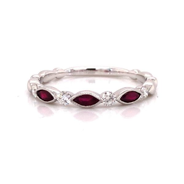 3-Stone Marquee Rubies with Diamonds Band Becky Beauchine Kulka Diamonds and Fine Jewelry Okemos, MI