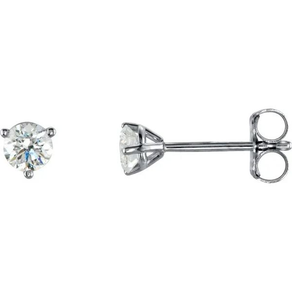 14kt White Gold Stud Earrings with 3mm CZ Becky Beauchine Kulka Diamonds and Fine Jewelry Okemos, MI