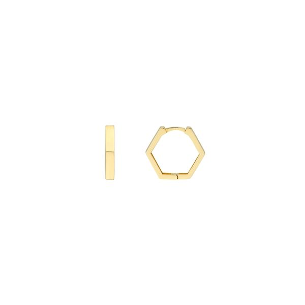14K Yellow Gold Pentagon Hoop Earrings Becky Beauchine Kulka Diamonds and Fine Jewelry Okemos, MI