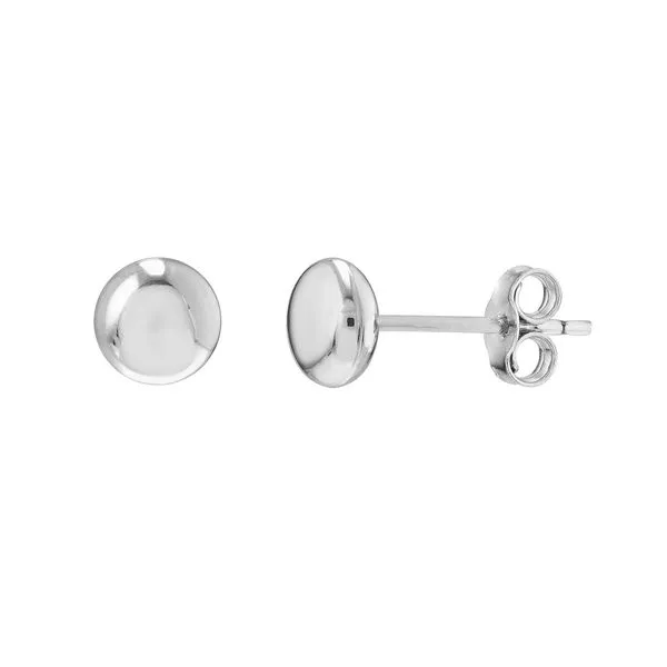14kt White Gold 5.5mm Flat Pebble  Stud Earrings Becky Beauchine Kulka Diamonds and Fine Jewelry Okemos, MI