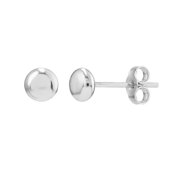 14kt White Gold 4.5mm Flat Pebble Earrings