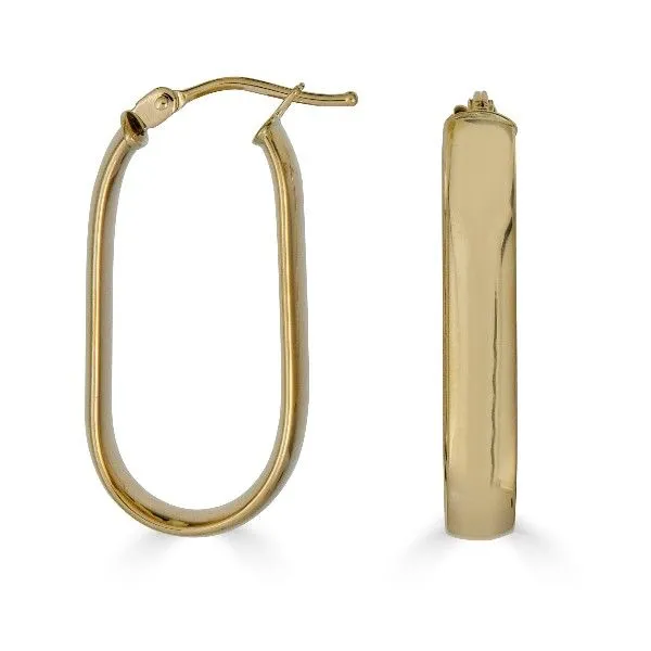 14kt Yellow Gold Oblong Hoop Earring Becky Beauchine Kulka Diamonds and Fine Jewelry Okemos, MI