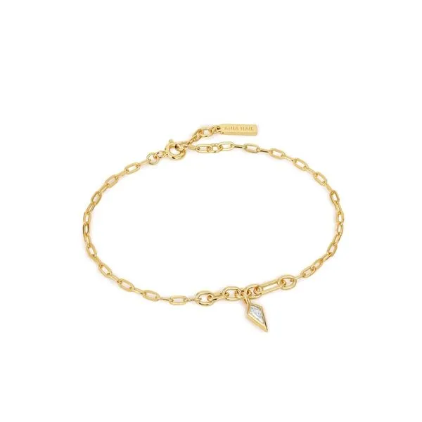 14kt Yellow Gold Plated Sterling Silver Sparkle Drop Pendant Chunky Chain Bracelet By Ania Haie similar item image