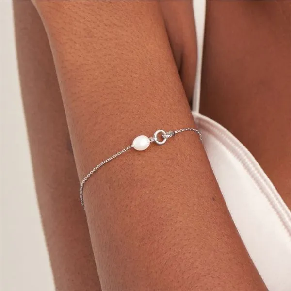 Rhodium Plated Sterling Silver pearl Link Chain Bracelt By Ania Haie Image 2 Becky Beauchine Kulka Diamonds and Fine Jewelry Okemos, MI