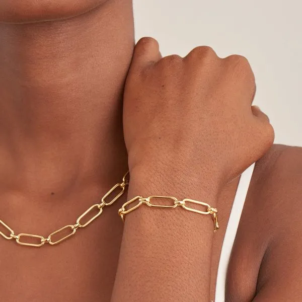 14kt Yellow Gold Plated Sterling Silver Cable Connect Chu...
