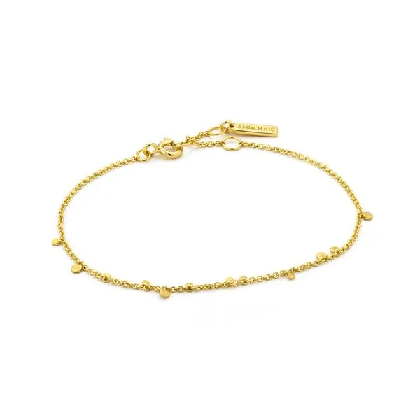Gold Plated Sterling Silver Geometry Mixed Discs Bracelet...