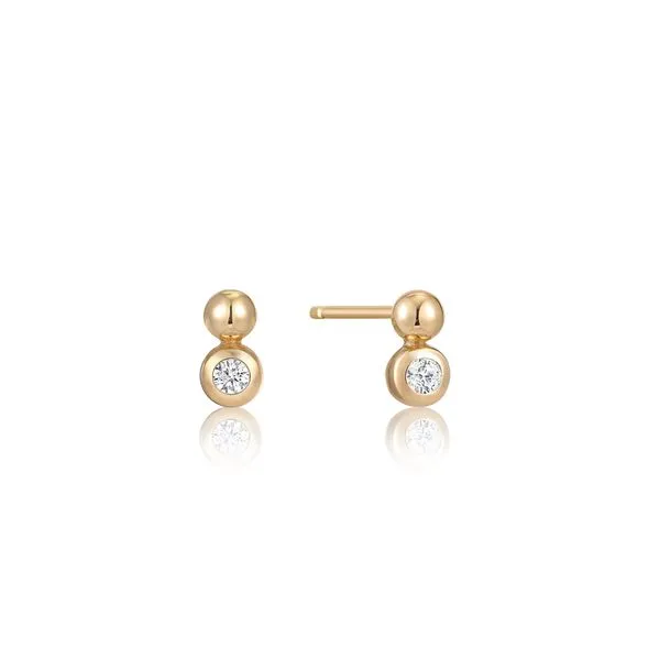 14kt Yellow Gold plated Sterling Silver Orb Sparkle Stud Earrings By Ania Haie Becky Beauchine Kulka Diamonds and Fine Jewelry Okemos, MI