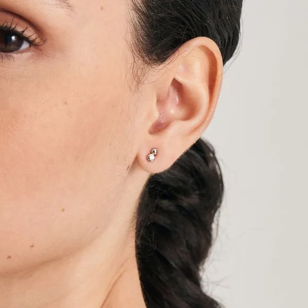 Rhodium Plated Sterling Silver Orb Sparkle Stud earring By Ania Haie Image 2 Becky Beauchine Kulka Diamonds and Fine Jewelry Okemos, MI