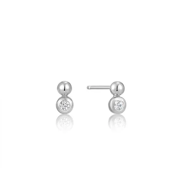 Rhodium Plated Sterling Silver Orb Sparkle Stud earring By Ania Haie Becky Beauchine Kulka Diamonds and Fine Jewelry Okemos, MI
