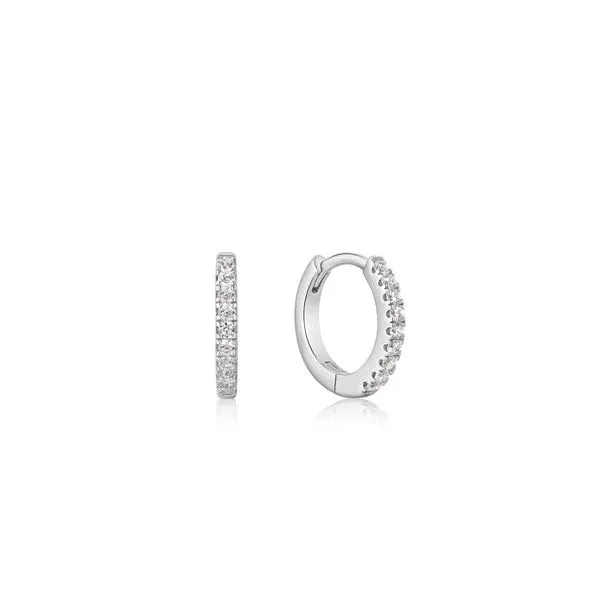 Sterling Silver Sparkle Huggie Hoop Earrings by Ania Haie Becky Beauchine Kulka Diamonds and Fine Jewelry Okemos, MI