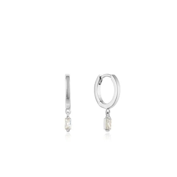 Sterling Silver Glow Huggie Hoop Earrings by Ania Haie