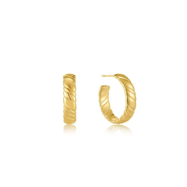 14kt Yellow Gold Plated Sterlign Silver Twist Hoop Stud Earrings by Ania Haie Becky Beauchine Kulka Diamonds and Fine Jewelry Okemos, MI