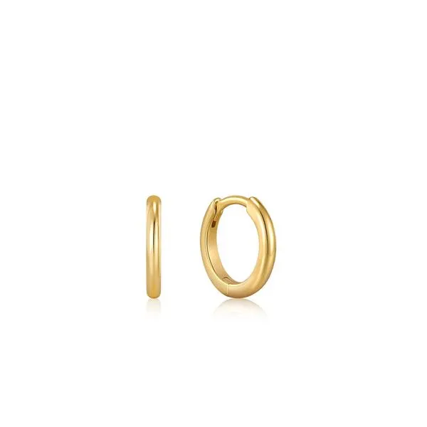 Gold Plated Sterlig Silver Smooth Huggie Hoop by Ania Haie.