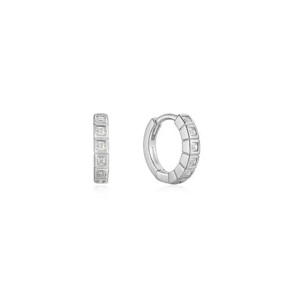 Sterling Silver Glam Huggie Hoop Earrings by Ania Haie