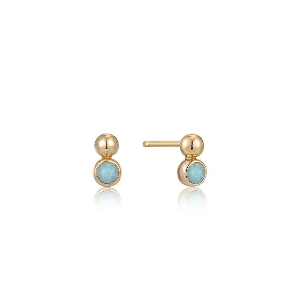 Gold Orb Amazonite Stud Earrings by Ania Haie Becky Beauchine Kulka Diamonds and Fine Jewelry Okemos, MI