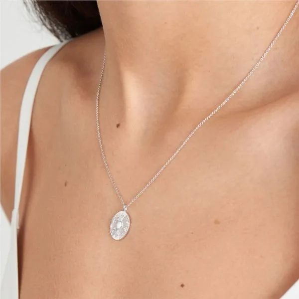 Rhodium Plated Sterling Silver Scattered Stars Kyoto Opal Disc Necklace by Ania Haie. Image 2 Becky Beauchine Kulka Diamonds and Fine Jewelry Okemos, MI