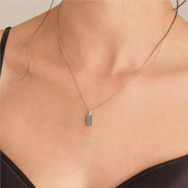 Rhodium Plated Sterling Silver Glam Tag Pendant Necklace ...