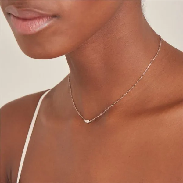Rhodium Plated Sterling Silver Sparkle Emblem Chain Nackl...