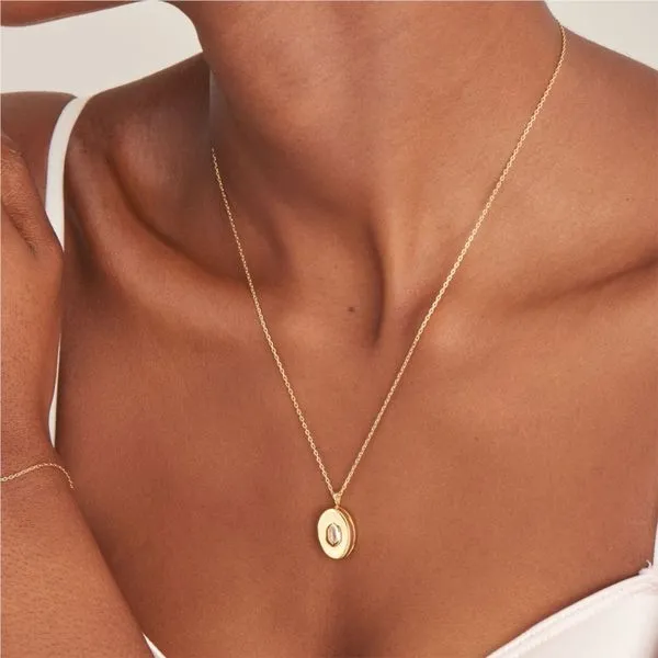 14kt Yellow Gold Plated Sterling Silver Sparkle Locket Pendant Necklace by Ania Haie Image 2 Becky Beauchine Kulka Diamonds and Fine Jewelry Okemos, MI