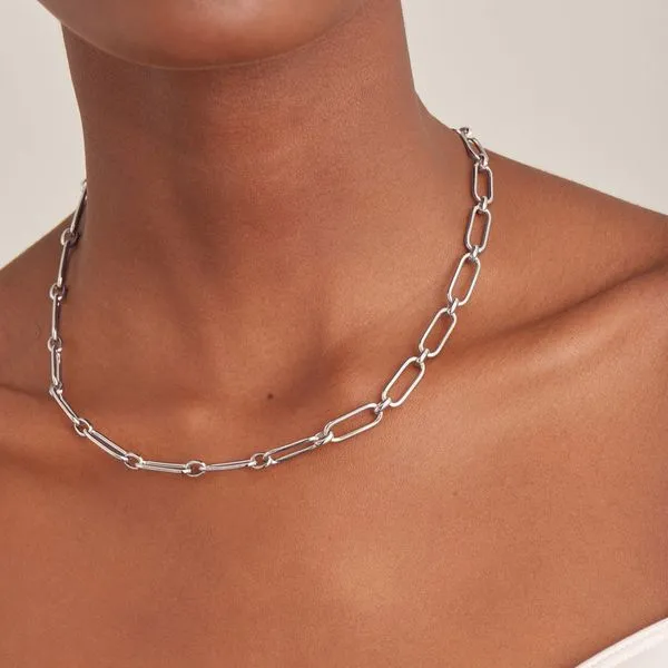 Rhodium Plated Sterling Silver Cable connect Chunky Chain...
