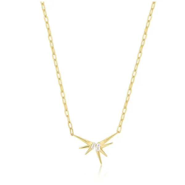 Gold Plated Serling Silver Sparkle Spike Pendant Necklace...