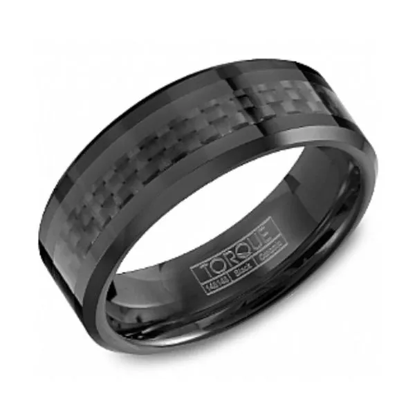 Black Ceramic Men's Band with Carbon Fiber Inlay Becky Beauchine Kulka Diamonds and Fine Jewelry Okemos, MI