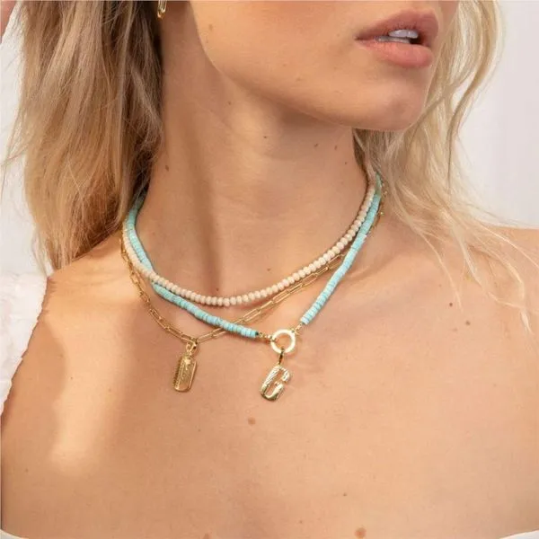 Gorjana Parker Gem Necklace in Turqouise with Gold Finish Image 3 Becky Beauchine Kulka Diamonds and Fine Jewelry Okemos, MI