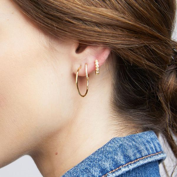 Taner Mini Hoop Earrings with Rose Finish Image 2 Becky Beauchine Kulka Diamonds and Fine Jewelry Okemos, MI