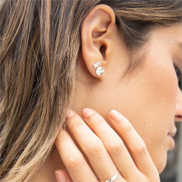 Chloe Small Stud Earrings with Silver Finish Image 2 Becky Beauchine Kulka Diamonds and Fine Jewelry Okemos, MI