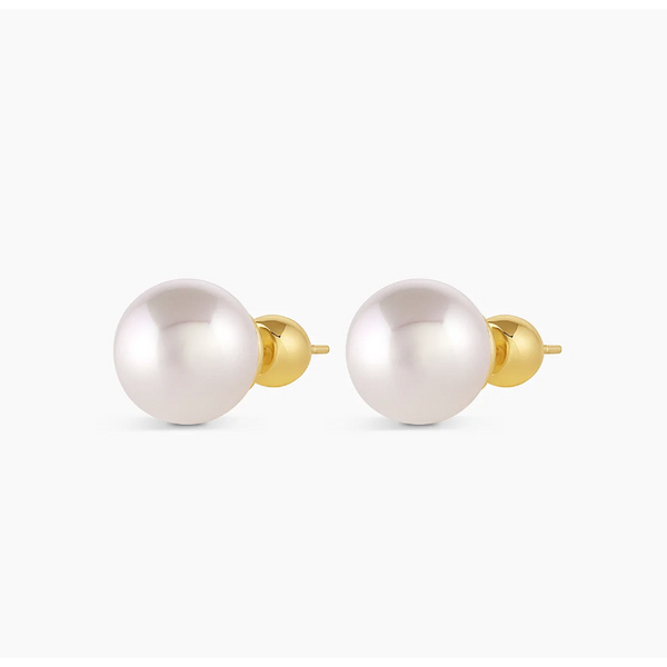 Gorjana Lou Pearl Stud Earrings with Gold Finish Becky Beauchine Kulka Diamonds and Fine Jewelry Okemos, MI