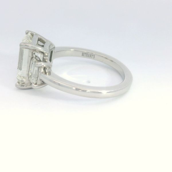 Platinum Emerald Cut Natural Diamond Engagement Ring Image 2 Bethany's Jewelry Wellsboro, PA