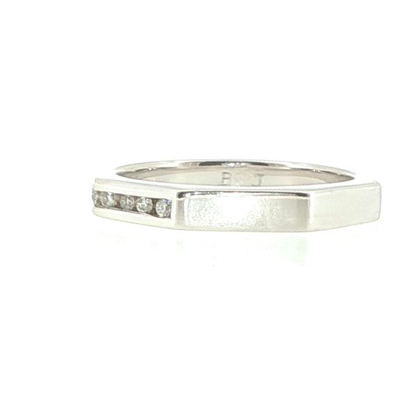 14K White Gold Chevron Band with 0.18ctw Channel-Set Diamonds Image 3 Biondi Diamond Jewelers Aurora, CO