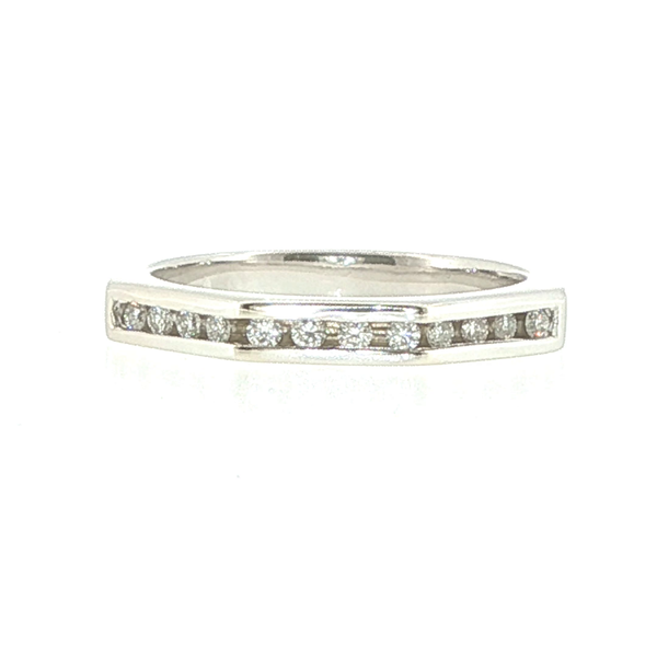 14K White Gold Chevron Band with 0.18ctw Channel-Set Diamonds Biondi Diamond Jewelers Aurora, CO