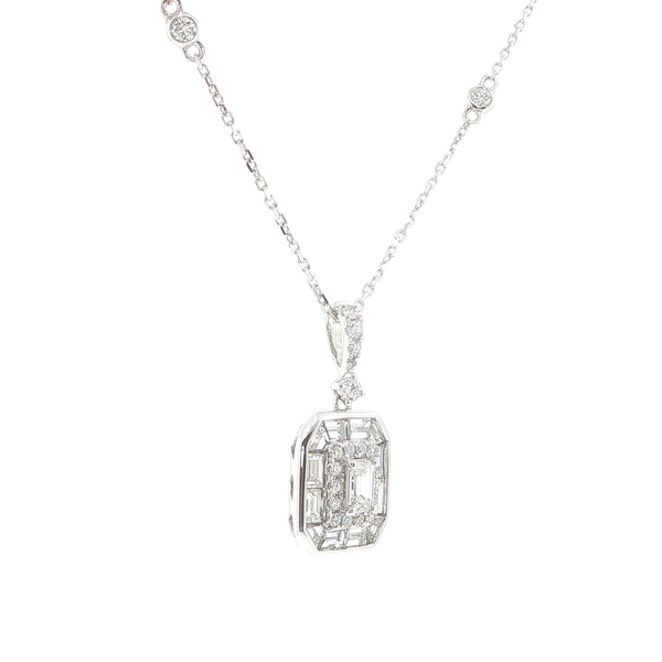 14K White Gold Square Diamond Pendant Image 2 Biondi Diamond Jewelers Aurora, CO