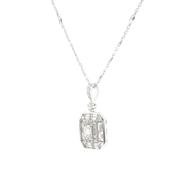 14K White Gold Square Diamond Pendant Image 3 Biondi Diamond Jewelers Aurora, CO