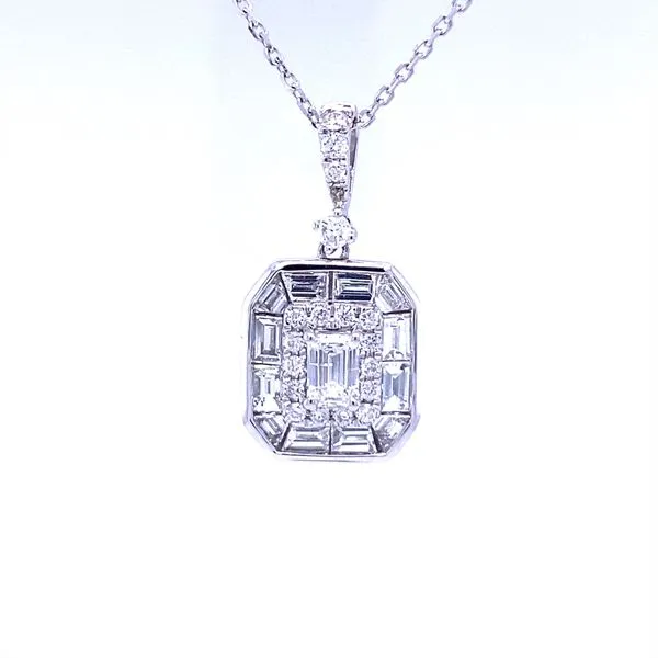 14K White Gold Square Diamond Pendant Biondi Diamond Jewelers Aurora, CO