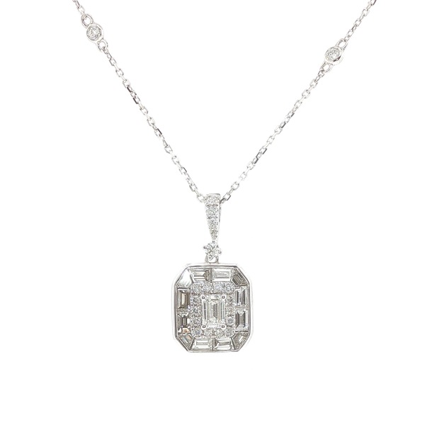 14K White Gold Square Diamond Pendant Biondi Diamond Jewelers Aurora, CO