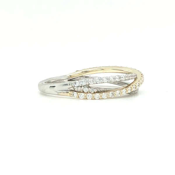 14K Yellow & White Gold Diamond Intertwined Wedding Band Image 2 Biondi Diamond Jewelers Aurora, CO