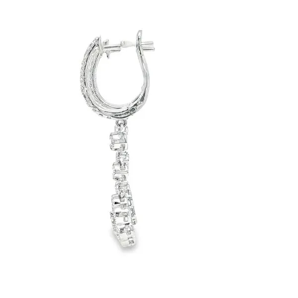 18K White Gold 1.75CT Diamond Flower Dangle Earrings Image 3 Biondi Diamond Jewelers Aurora, CO