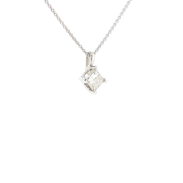 14K White Gold Princess Cut Diamond Solitaire Necklace 0.38CT Image 2 Biondi Diamond Jewelers Aurora, CO