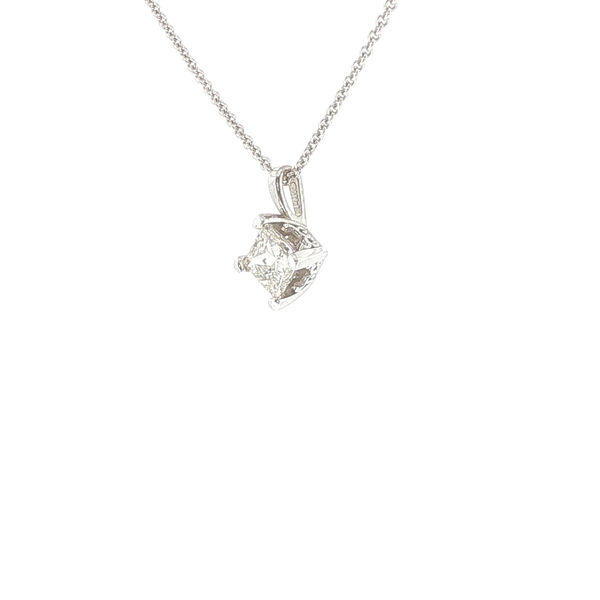 14K White Gold Princess Cut Diamond Solitaire Necklace 0.38CT Image 3 Biondi Diamond Jewelers Aurora, CO