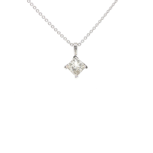 14K White Gold Princess Cut Diamond Solitaire Necklace 0.38CT Biondi Diamond Jewelers Aurora, CO