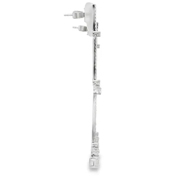 18K White Gold Diamond Line Earrings – 1.25CTW Image 3 Biondi Diamond Jewelers Aurora, CO