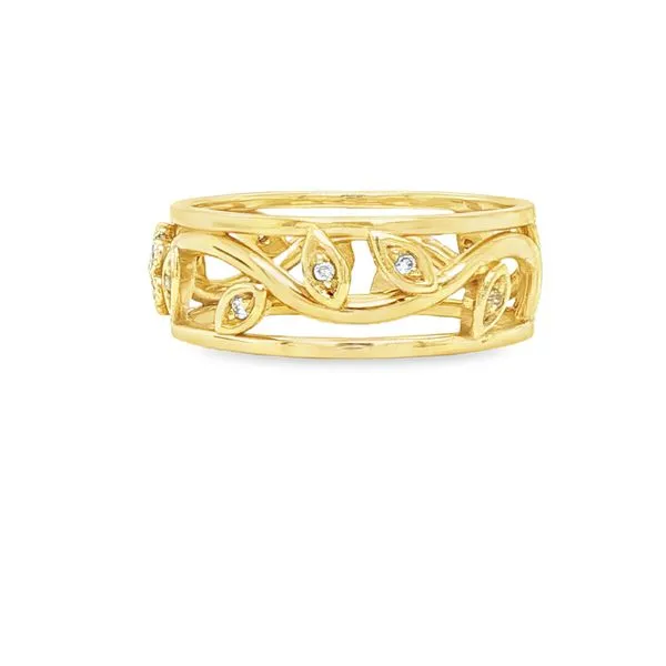 14K Yellow Gold Floral Diamond Band Image 3 Biondi Diamond Jewelers Aurora, CO