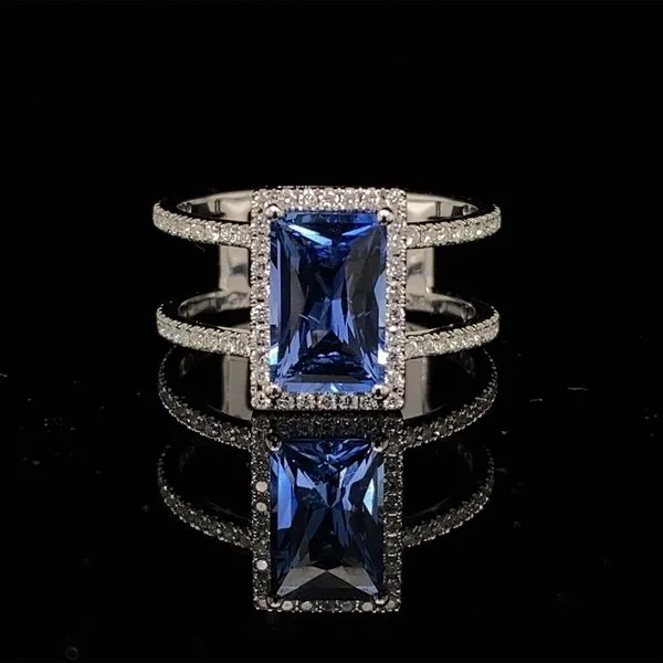 Elegant Sapphire and Diamond Ring in 18K White Gold Image 4 Biondi Diamond Jewelers Aurora, CO